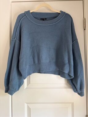 Papermoon Dusty Blue Cropped Crewneck Sweater
